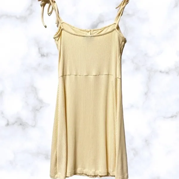 TopShop Ribbed Button Down Mini Dress Tie Sleeve 6 v6x - Image 3