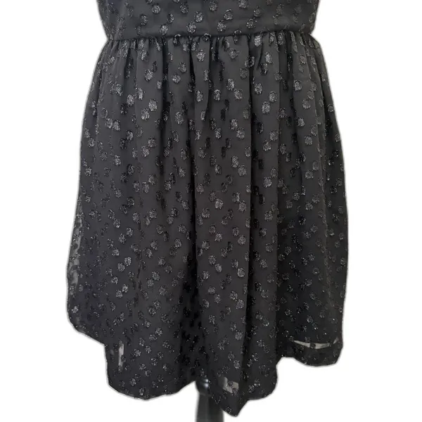 French Connection Fit & Flare Dress‎ Black Metallic Polka Dot Monochrome Size 4 - Image 3