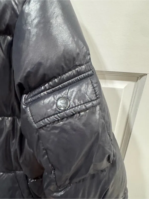 S13 Women's Shiny Black Puffer Coat with High Collar - Image 6