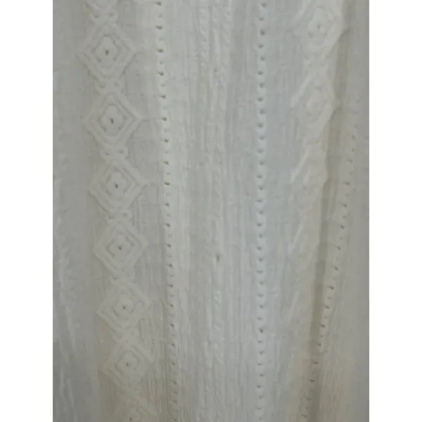 VTG Frye Pointelle Knit Blouse Women XXL Ivory Peasant Ruffle Cuff Split Neck - Image 4