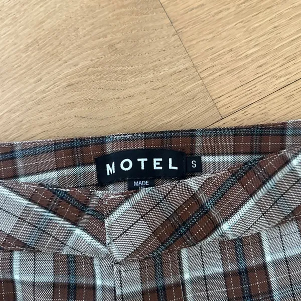 Motel Rocks X Olivia Neill Hondra Trousers & Vistana Vest Checks Size S Brown Gray - Image 5
