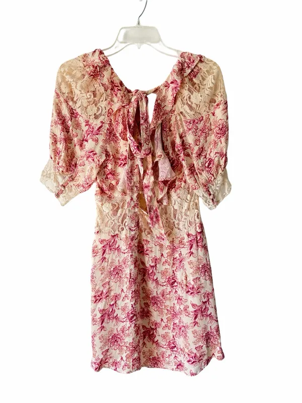 Free People Lucie NWTs Pink Cream Lace Mini Floral Dress size 6 - Image 6