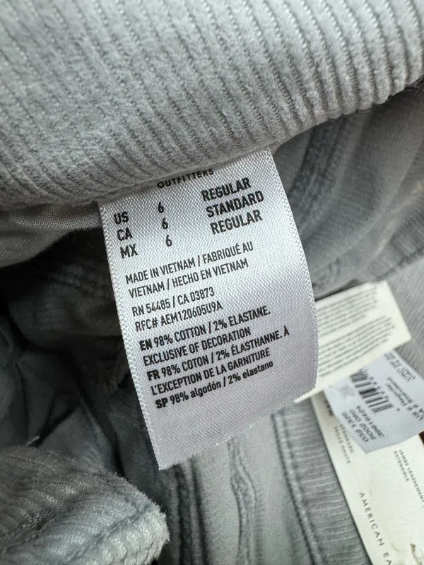 NWT American Eagle Stretch High-Rise Kick Boot Grey Corduroy Pants Size 6 - Image 9