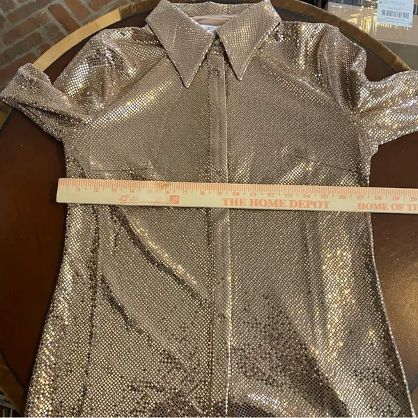 C/MEO Collective After Dark Sequin Blouse‎ Shirt Rose Gold NWT Size Medium 6 - Image 7