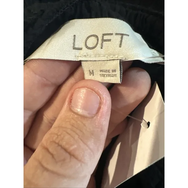 Loft Black Swiss Dot Ruffle Trim Long Balloon Sleeve Blouse Regencycore Size M - Image 7