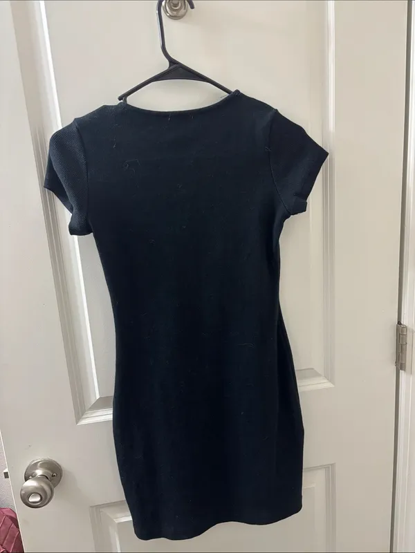Princess Polly Black Short Sleeve Ribbed Mini Dress - Image 2