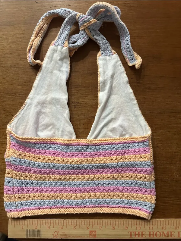 Hollister Pastel Crochet Halter Tank Top in Pink, Yellow & Light Blue - Image 4