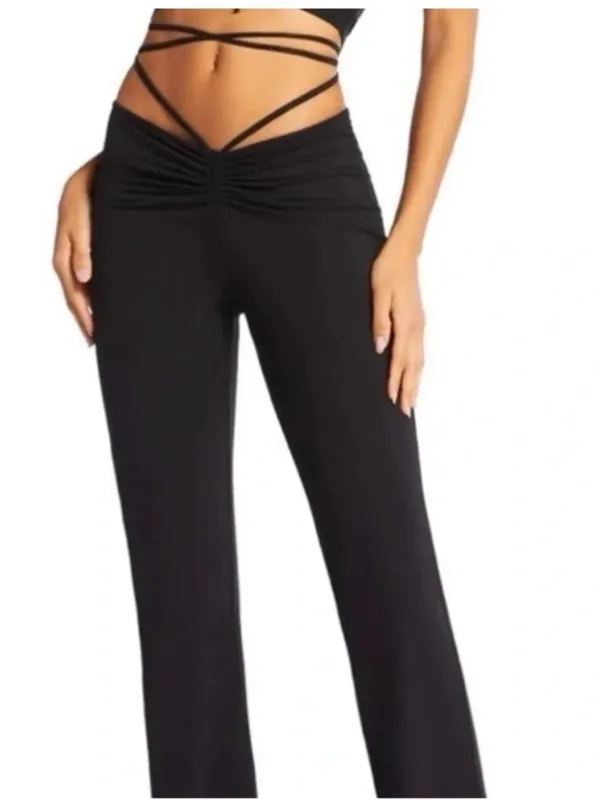 I am Gia black high waisted ruched pants - Image 2