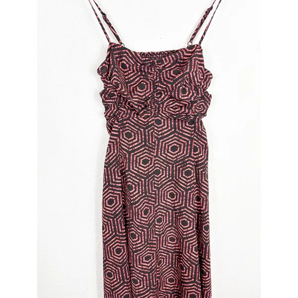 Urban Outfitters Veronica Midi Dress Size XS Ruched Geometric Smocked Back - Image 9