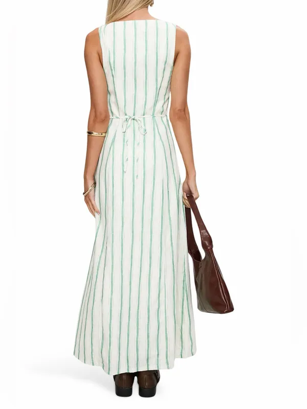 New princess polly Lewisa Stripe Sleeveless Maxi Dress in cream green size 10 - Image 2