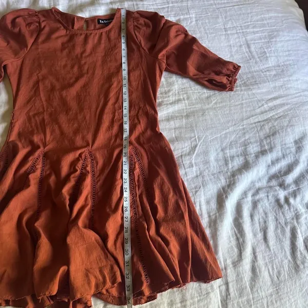 En Saison Fall Itzel Boho Embroidered Rust Orange Mini Dress Size Small - Image 8