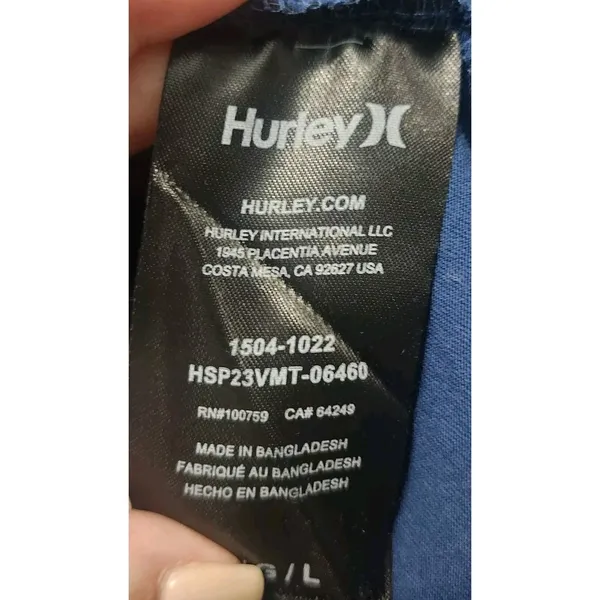 Hurley T-Shirt Logo Graphic‎ Crew Neck Short Sleeve Casual Top Large - Image 4
