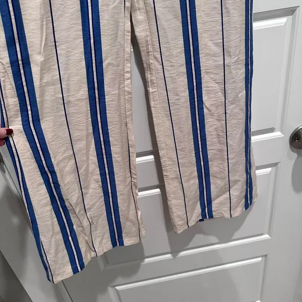 Sincerely Jules Striped Wide Leg‎ Trouser Pants Medium NWT Blue White Workwear - Image 5