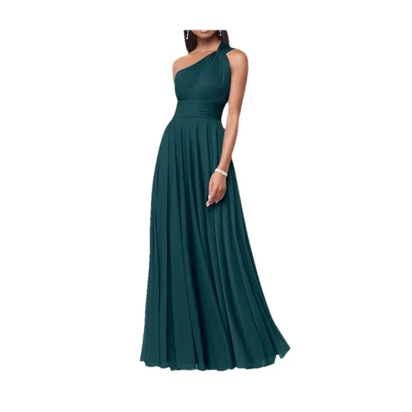 Azazie Charlize Stretch‎ A-Line One Shoulder Mesh Floor-Length Dress - Image 5