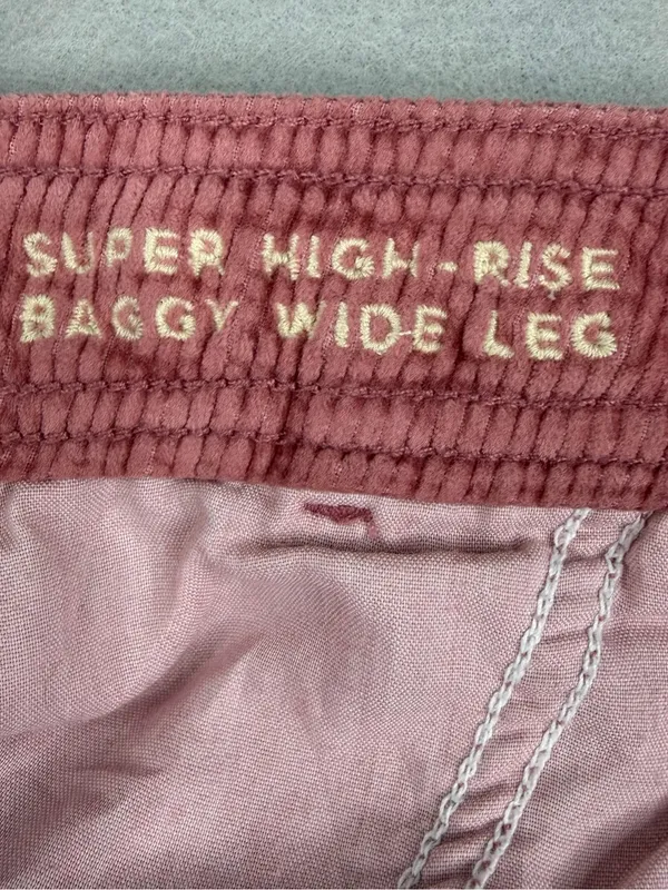 American Eagle Pink Corduroy Cargo Pants Womens 0 Super High Rise Baggy Wide Leg - Image 7