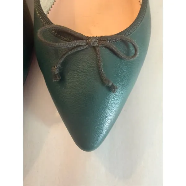 J. Crew Pointed Toe Leather Ballet Flats Shoes in Vintage Pine Green sz. 6.5 - Image 4
