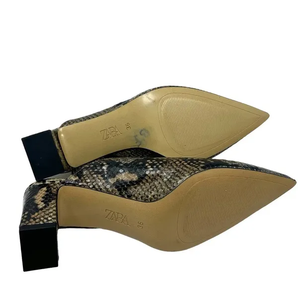 Zara Snakeskin Animal Print‎ High Heeled Mules Size 36 / US 5.5 - Image 8