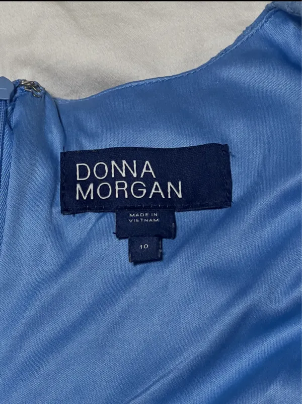 Donna Morgan Blue Eyelet Maxi Dress SZ 10 Cottagecore Coastal Romantic - Image 3