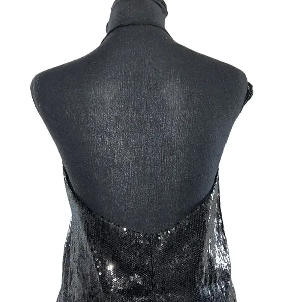 Hugs Black Sequins Halter Back Top/Blouse(Size Black - Image 3