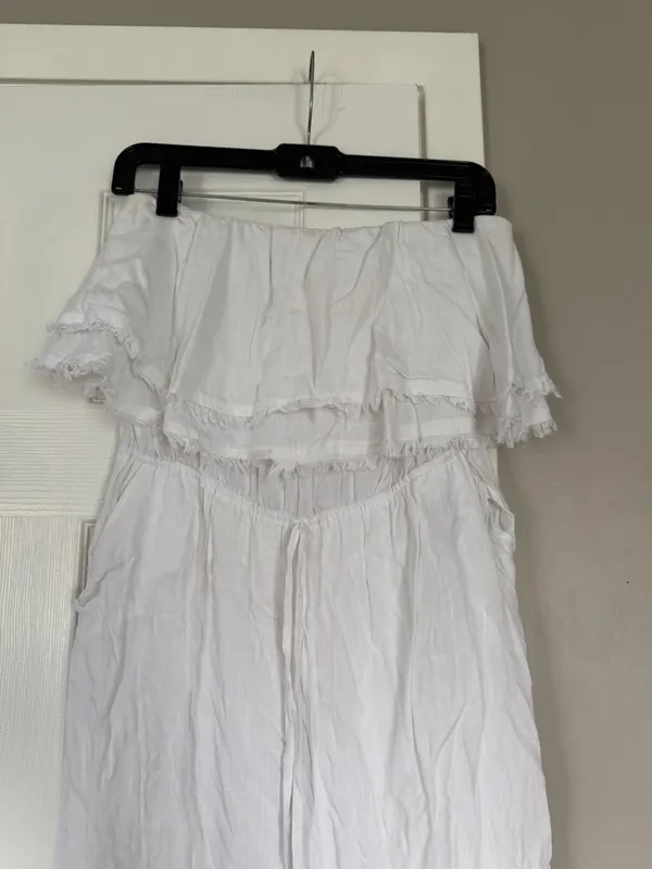 Altard State White Off Shoulder White Full Length Jumpsuit - Image 2