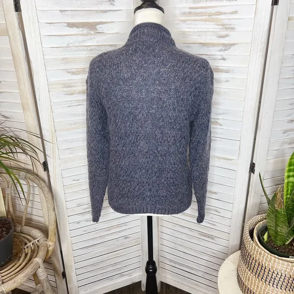 ALPS APPAREL VINTAGE M Mohair Wool Knit Button Front Sweater Cardigan Gray 90s - Image 4