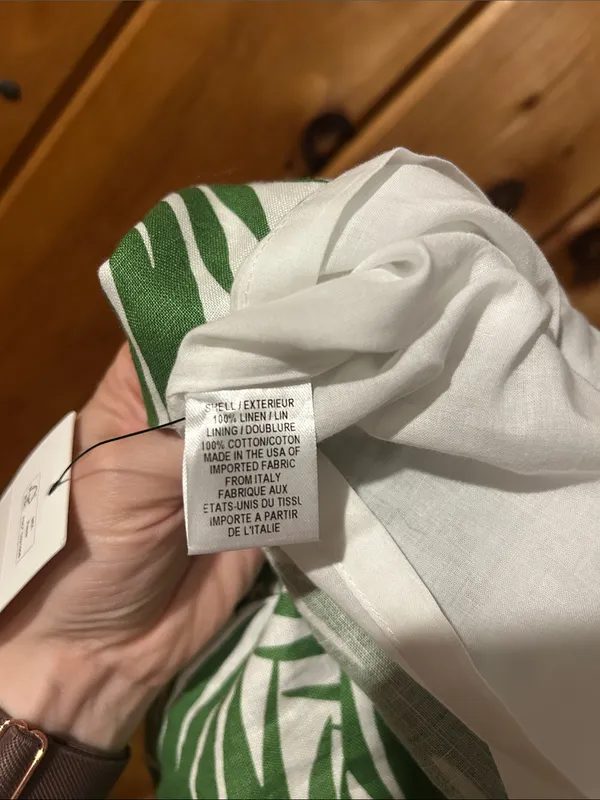 Milly of New York Green Palm trees Linen strapless dress - Image 6