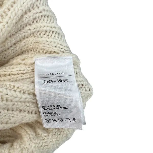 & Other Stories Cable Knit Sweater‎ Cropped Wool Blend Cream Ivory Size Small - Image 12