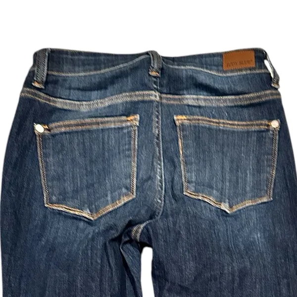 Judy Blue Skinny Fit Stretch Dark Denim Raw Hem Jeans Pants 25 - Image 7