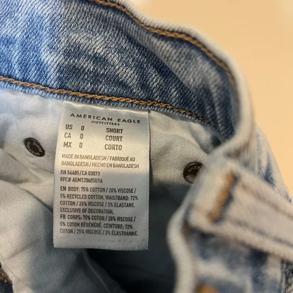 American Eagle Jeans Baggy Jean Blue Denim Distressed Light Wash 0 Short Petite‎ - Image 7