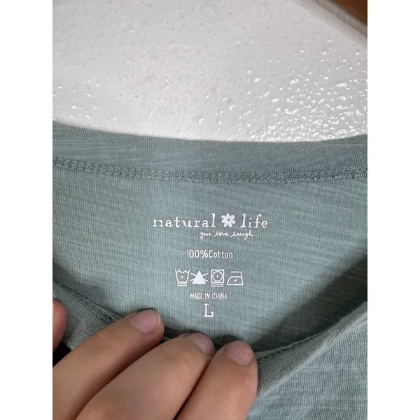 Natural Life Womens Sage Green 100% Cotton Slub Knit Long Sleeve Top Large - Image 3