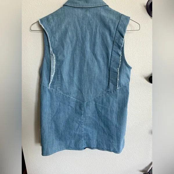 7 For All Mankind western Denim Short Sleeve Top - Image 6