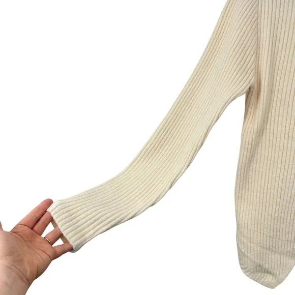 Sincerely Jules Cream Ribbed Ladylike Quiet Luxury Button Front Cardigan‎ - Image 3