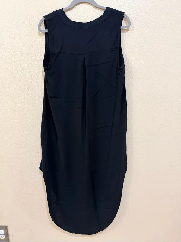 NWT Cupio Black Midi Dress Size L Sleeveless High Low Hem Viscose - Image 4