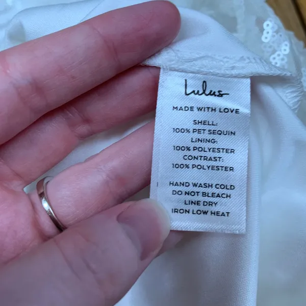 Lulus White Sequin Geometric Bow Back Mini Dress 69331 Womens‎ Size Small - Image 6