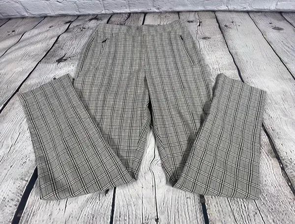 Women's DKNY Black/Gray/Cream Plaid Stretch Dress Pants Size 6 (B4) - Image 3