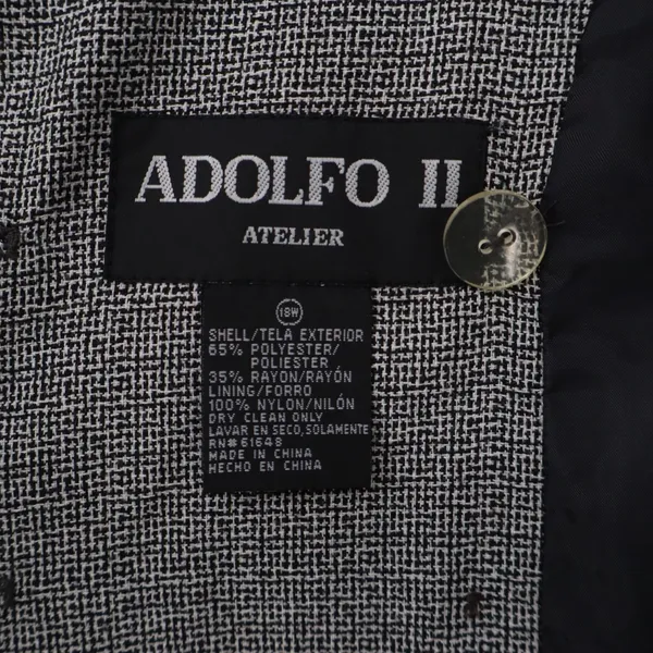 Adolfo II Skirt Suit Women 18W Atelier Grey Double Breasted Contrast NEW - Image 7