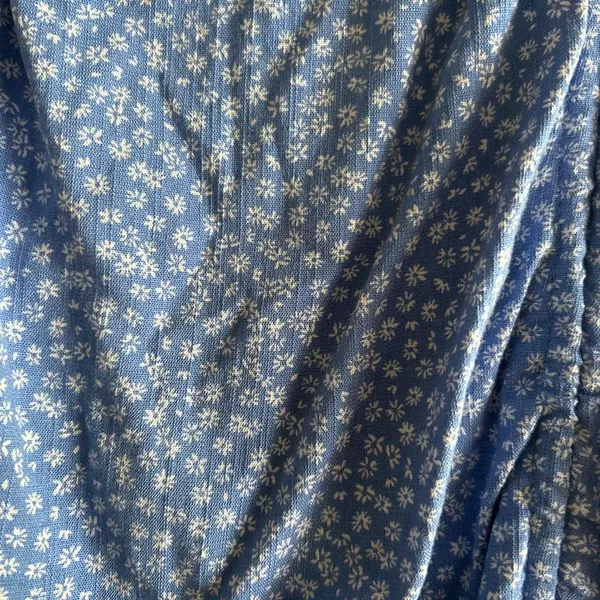 Blue Mini Dress with Small White Flowers and Adjustable Straps, Size M - Image 5