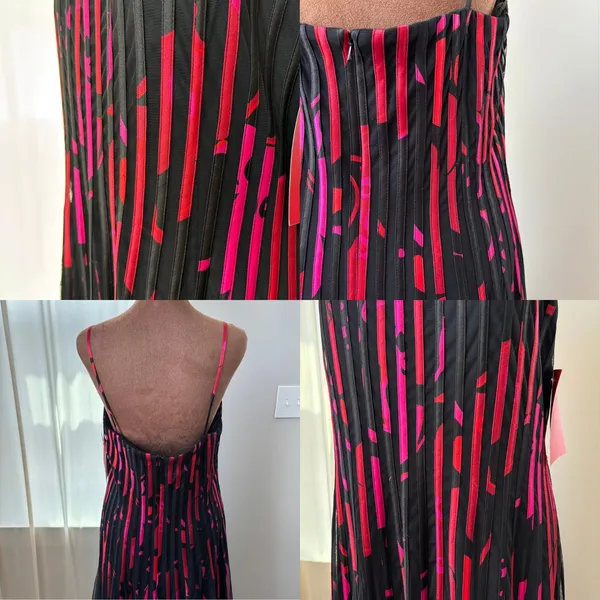 Vintage JS Collections Dress Size 14 NWT Abstract Pleated Mesh Y2K Whimsigoth - Image 7