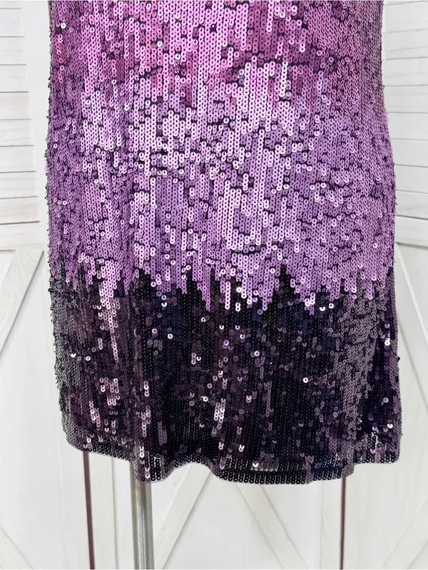 Express Sequin Ombre Mini Tank Dress Purple Pink Large Sleeveless Party Cocktail - Image 7