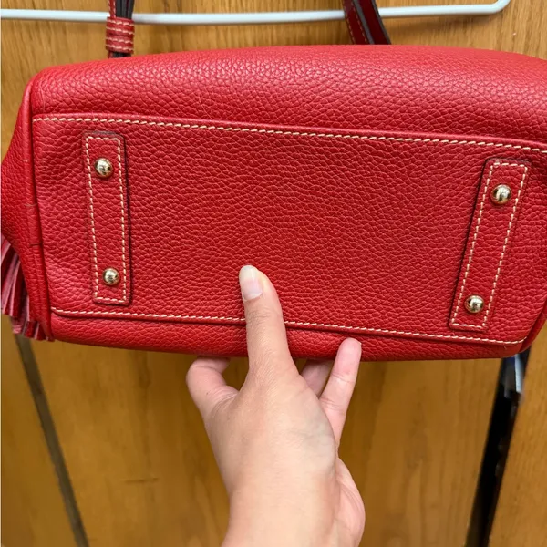 Dooney & Bourke Red Pebble Leather Hobo Shoulder Bag - Image 5
