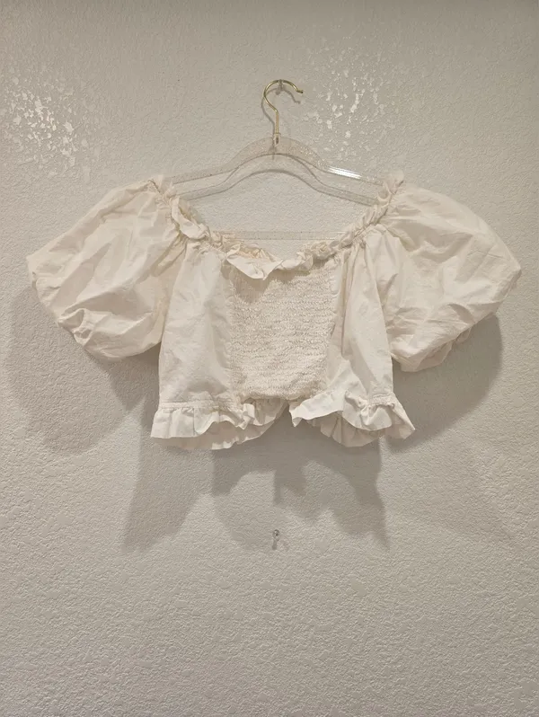 Live 4 Truth Puff Off The Shoulder Cotton Crop Top Small White - Image 2