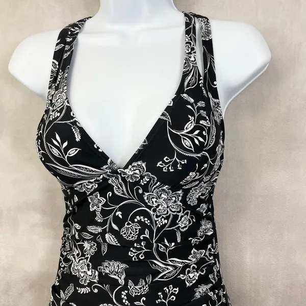 Cupshe One Piece Swimsuit Womens Small Floral Stretch Beach Resortwear Botanical - Image 2