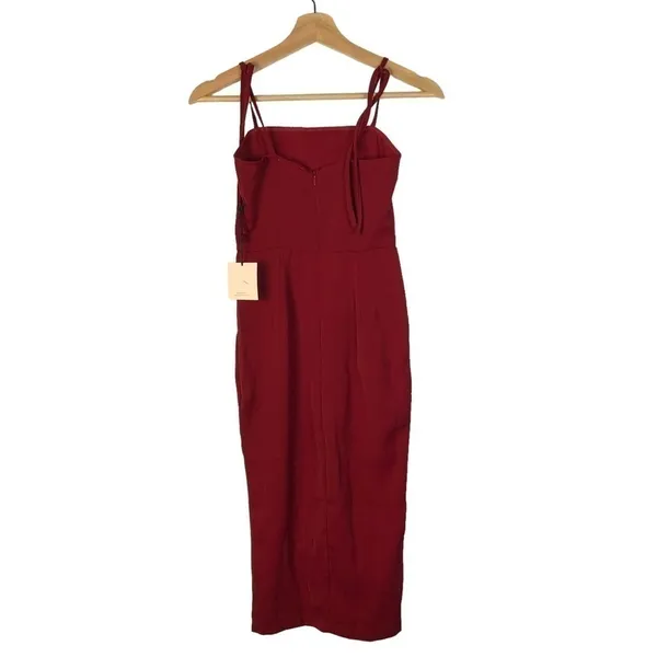 Superdown Red Square‎ Neck Strappy Bodycon Midi Dress XXS - Image 2