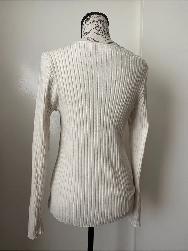 Cyrus Ribbed Crew-Neck Sweater in Cream - Image 3