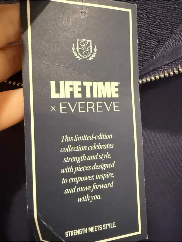 EVEREVE x LIFETIME NWT Varsity Quarter Zipper Pullover Sweatshirt Navy Blue L - Image 5