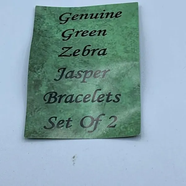 Artisan made set of 2 green zebra Jasper stretchy bracelets - Image 6