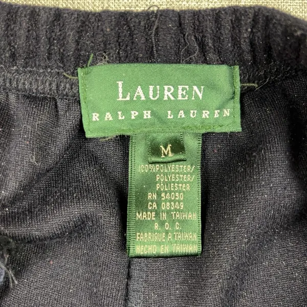 Vintage Lauren Ralph Lauren Pants Womens M Black Fleece Sweatpants Zip Pocket - Image 3