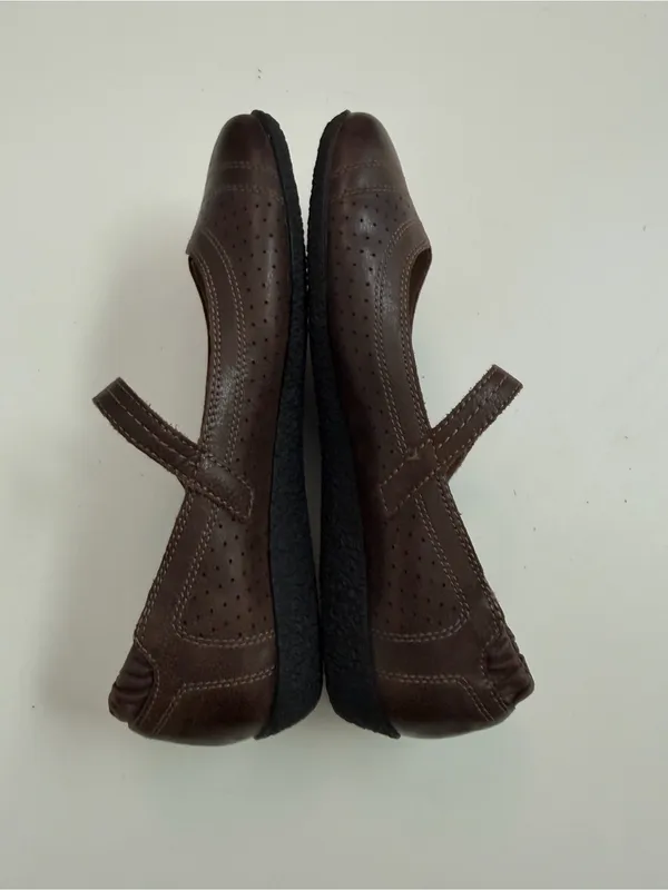 Taos Transit Mary Janes Shoes Flats Leather Lightweight Comfort Travel Brown - Image 5