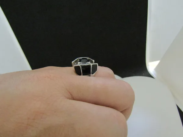 Black Cz Starship Tibetan Silver Ring - Size 7 - Image 6