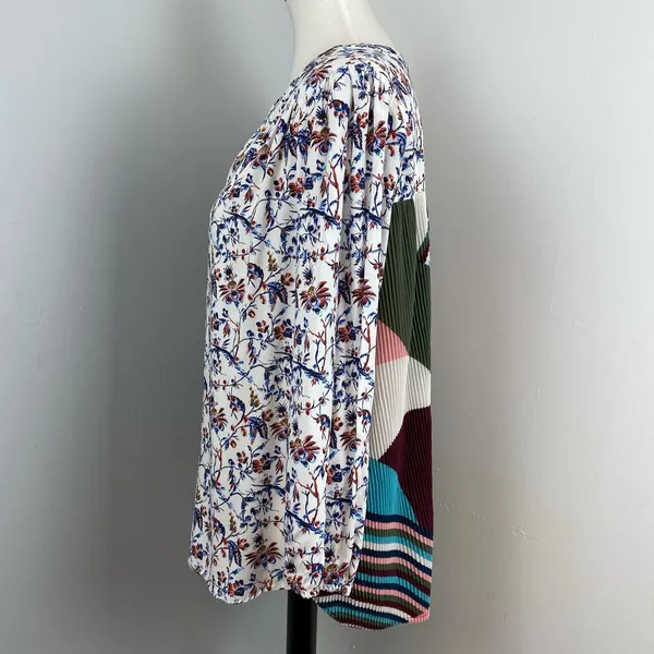 Anthropologie One September Boho Floral Abstract Mixed Media Caia Blouse Medium - Image 9